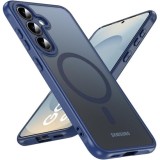 Husa Matte MagSafe pentru Samsung Galaxy S24, protectie completa, contur albastru