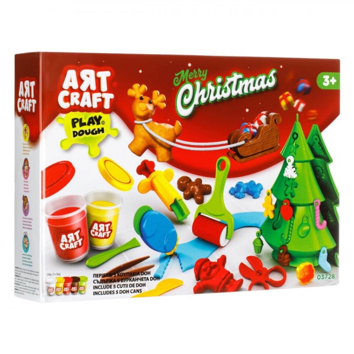 Set Plastilină, Art Craft, Brad de Crăciun, Multicolor, Capacitate 5x56g