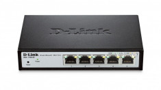 Switch D-Link DGS-1100-05, 5 porturi Gigabit, Capacity 10Gbps, 8K MAC, Desktop, Easy Smart, fanless, metal foto