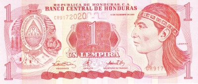Bancnota Honduras 1 Lempira 2000 - P84a UNC foto