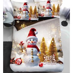 Lenjerie Pat De Craciun O Persoana Sparkleline Cr085, Bumbac, 4 Piese, Cu Elastic, Imprimeu
