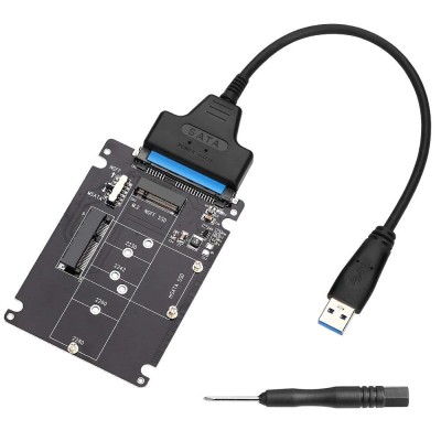 2in1 adaptor SSD mSATA + M.2 NGFF la SATA 3 2.5 inch cu adaptor USB 3.0 foto