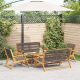 vidaXL Set de scaune de grădină cu masă, 5 piese, gri, din lemn masiv de acacia