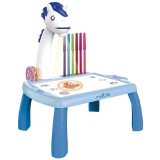 Cumpara ieftin Masuta desen cu proiector luminos MXDP-200, 24 imagini Holograma, 12 Carioci, Carte de Colorat, Blue