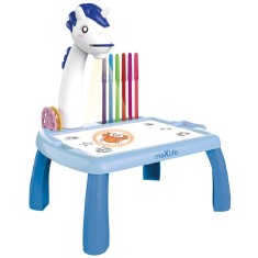 Masuta desen cu proiector luminos MXDP-200, 24 imagini Holograma, 12 Carioci, Carte de Colorat, Blue