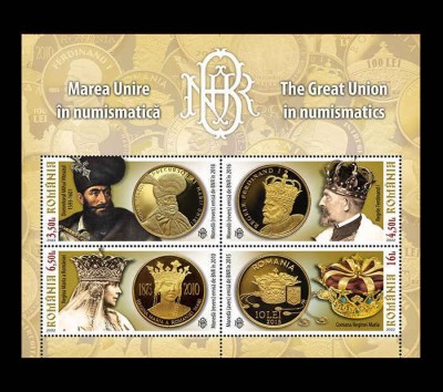 ✅RO 2022 ,LP 2396 a ,&amp;quot;Marea Unire &amp;icirc;n numismatică &amp;quot;, colita ,MNH foto