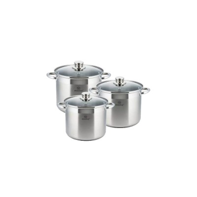 Set 3 oale din inox, cu capac sticla, 5.6l, 7.2l, 9l, KingHoff foto