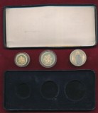 Set 3 Monede Argint Placat Aur Serbia, Sf. Parascheva, Marturie Botez, Stema Patriarhiei, 925, Numismatica