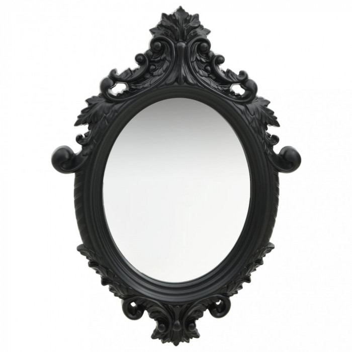 Oglindă de perete &icirc;n stil Castle, negru, 56 x 76 cm