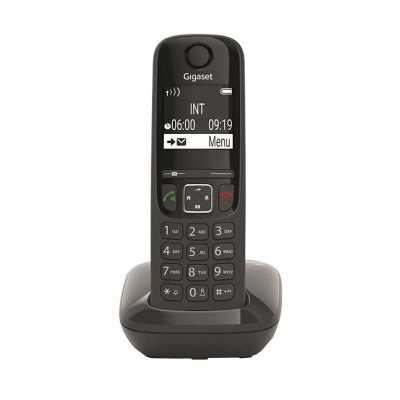 Telefon fara fir Dect Gigaset, 20 tonuri, autonomie convorbire 14 h, memorie 100 numere, 44 x 88 x 105 mm, Negru foto