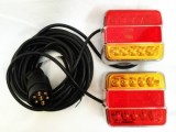 Kit 2 Stopuri LED Magnetice 12V, Lampa Spate Auto Universala, Cablu 7 Pini, Omologare E9