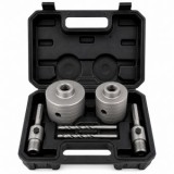 Set 2 Carote Beton cu Vidia 65 mm si 80 mm, 2 Prelungitoare 110 mm, Burghie Pilot, Cutie Depozitare si Transport, pentru Beton si Zidarie