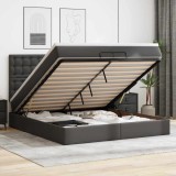 vidaXL Cadru de pat otoman saltele Negru 200x200cm piele artificială 3313021