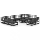 Set mobilier de gradina, 13 piese, lemn masiv de pin