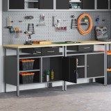 vidaXL Set banc de lucru, 2 piese, negru, oțel