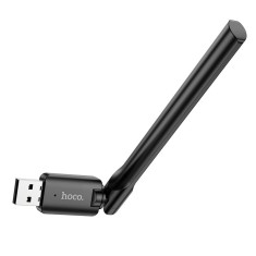 Adaptor WiFi USB Hoco Hi32 cu antena externa, Wireless N 150Mbps, Negru