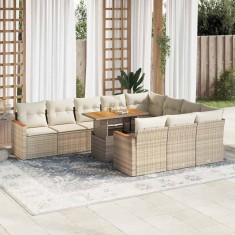 vidaXL Set canapele grădină perne 11 piese bej, poliratan/lemn acacia 3327537