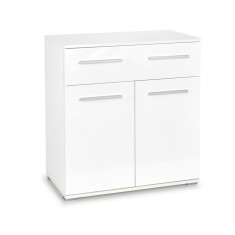 Comoda dormitor HM Lima KM1, Pal Melaminat, cu 2 usi, un sertar, cant ABS, alb