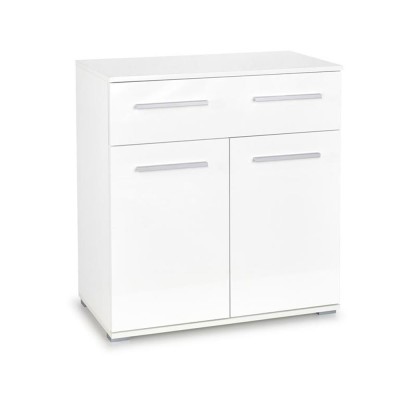 Comoda dormitor HM Lima KM1, Pal Melaminat, cu 2 usi, un sertar, cant ABS, alb foto