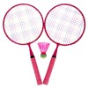 Set 2 Rachete Badminton Copii Plastic Roz 46cm + Fluturaș Multicolor. Kit Badminton ușor, rezistent, ideal &icirc;ncepători