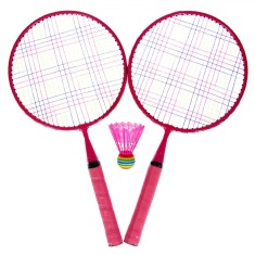 Set Rachete Badminton Copii, Plastic, Roz, 2 Bucăți, 46cm, Cu Fluturași Multicolor