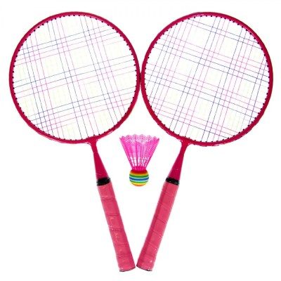 Set Rachete Badminton Copii, Plastic, Roz, 2 Bucăți, 46cm, Cu Fluturași Multicolor foto