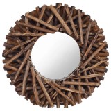 Cumpara ieftin Oglinda de perete, 40 cm, tec, rotund