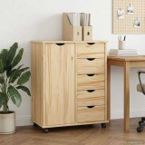 vidaXL Cabinet mobil cu roata Maro 63,5 x 39 x 79 cm Lemn de pin masiv 42032393