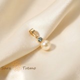 Pandantiv cu perla si piatra bleu , placat cu aur 18K