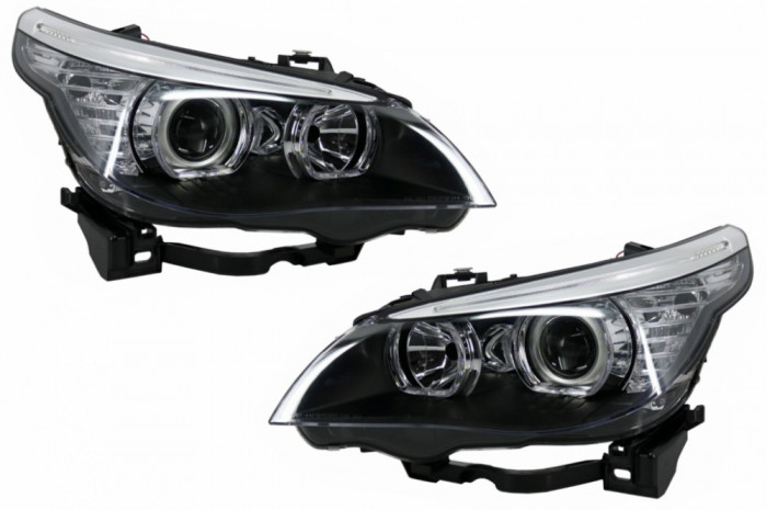 Faruri LED Dayline &amp; Angel Eyes BMW Seria 5 E60 E61 (2003-2007) LCI Design Performance AutoTuning