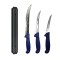 Set cutite profesionale de macelarie, transat, dezosat, filetat, 3 cutite, suport magnetic, otel carbon