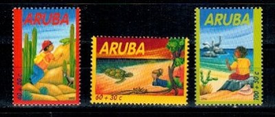 Aruba 2002 - Copii si animale, serie neuzata foto
