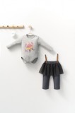 Cumpara ieftin Set 2 piese cu body si pantalonasi cu tulle pentru fetite Monster, Tongs baby (Culoare: Gri, Marime: 18-24 Luni)