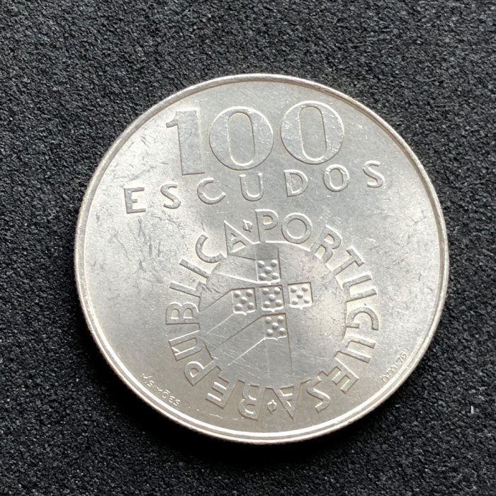 a508 Portugalia 100 escudos 1974 25 abril 74 argint