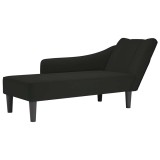 Sezlong cu cotiera dreapta catifea neagra