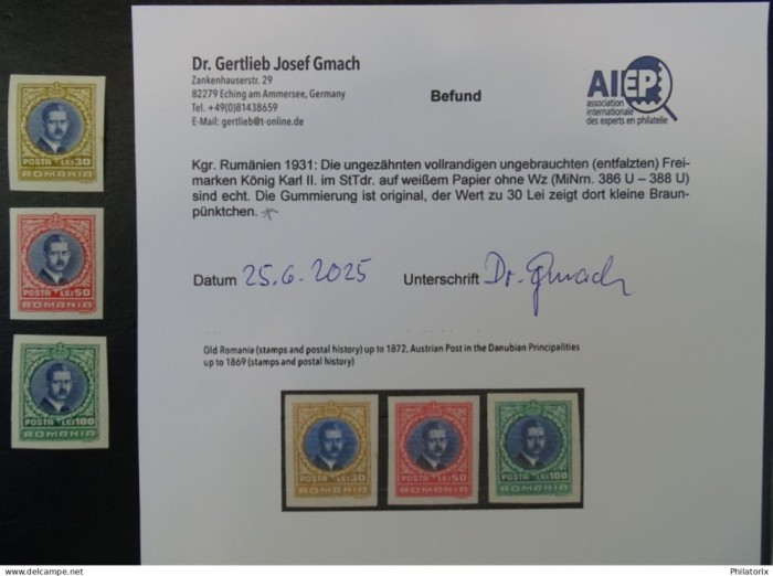 Romania LP 88 d * , Carol II Londra , nedantelat , Expertizat