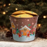 Decoratiune de Craciun - ghiveci metalic, galeata - Turta dulce - 13 x 11 c