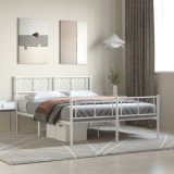 VidaXL Cadru de pat metalic cu tăblie de cap/picioare, alb, 140x190 cm