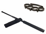 Cumpara ieftin Set Autoaparare: Baston Telescopic Police 49cm Otel + Box Craniu Negru Ideallstore - Extensibil, Compact 20cm, Negru