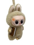 Figurina Labubu absolvent cu carte si rucsac - 15 cm culoare maro - Bej