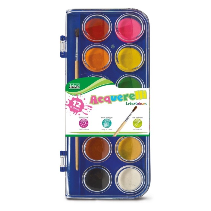 Set 12 culori acuarela, cu pensula inclusa