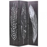 VidaXL Paravan cameră pliabil, negru&amp;alb, 120 x 170 cm, imprimeu pene