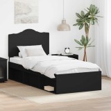 vidaXL Cadru de pat cu headboard Negru 90 x 200 cm Lemn de pin masiv 3413354