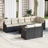 Set de canapele pentru grădină 9 pcs Negru și alb Rattan poli