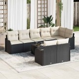 VidaXL Set de canapele pentru grădină 9 pcs Negru și alb Rattan poli 3354426