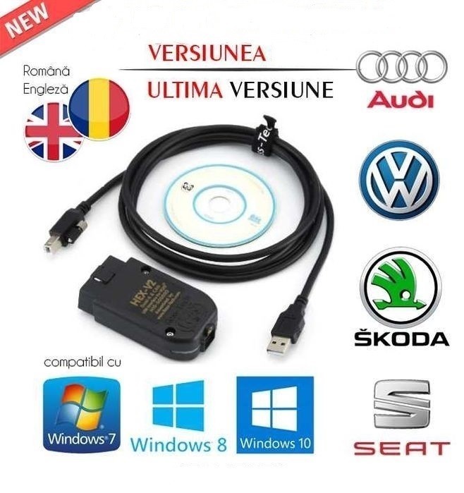 Tester Diagnoza Auto VCDS VAG COM 24.5/23.3 HEX V2 VW/AUDI/SKODA/SEAT PRODUS NOU