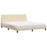 Cumpara ieftin Pat cu saltea, Hanko, crem, 180x200 cm, textil