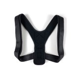 Corector Postura Unisex Negru, Reglabil, Spate/Cervical, Piele Ecologica/Bumbac, Suport Ortopedic 20x14 cm