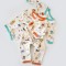 Set 2 salopetele cu maneca lunga si pantaloni lungi - 100%bumbac organic - Portocaliu si Verde, BabyCosy (Marime: 6-9 luni)