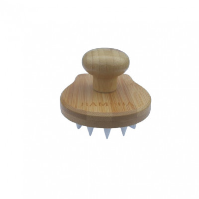 Perie pentru masajul scalpului Bambua, &amp;lrm; 10 x 8 x 9 cm, bambus, silicon foto